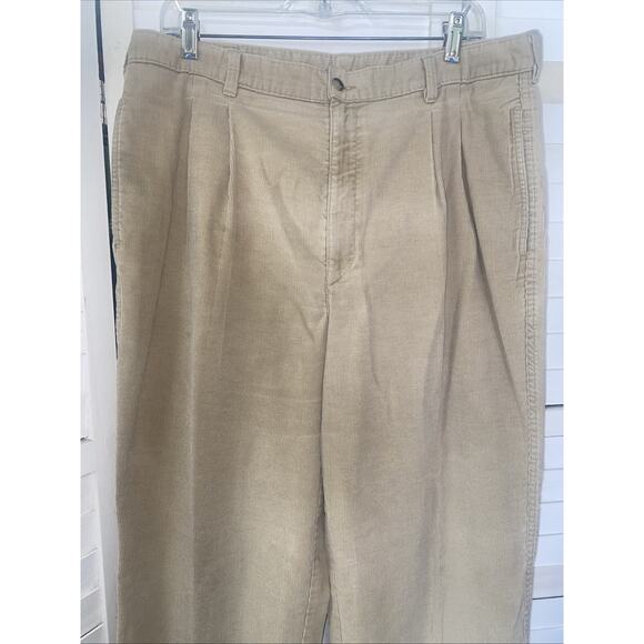 Vintage LL Bean Khaki Corduroy Pants Men’s Loose Chino Career Outdoor USA 36x34 - Picture 2 of 8